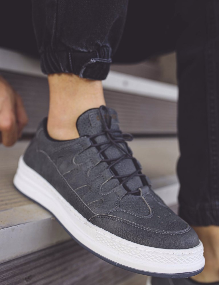 Ανδρικά ανθρακί Sneakers με κορδόνια CH040 φωτογραφία